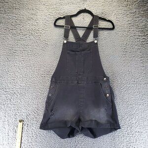 No Boundaries Overalls Shorts Womens XL Black Distressed Shorts Shortalls